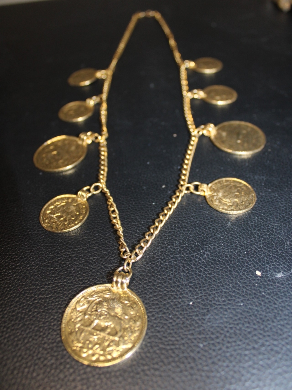 Vintage Gold Coin Charm Necklace - Women Jewelry